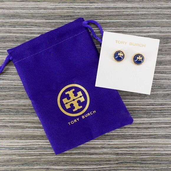 Tory Burch Rope Pearl Stud Earrings Navy Blue OS - Picture 11 of 12